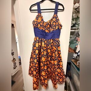 Navy Orange Bird Dress
